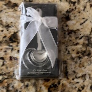 Kate Aspen Silver Heart Measuring Spoon Set with White Ribbon